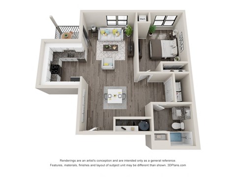 1 bed 1 bath C A8 Floor Plan at Latitude at South Portland Apartment, Maine, 04106